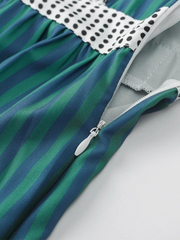 square neck contrast patchwork dress