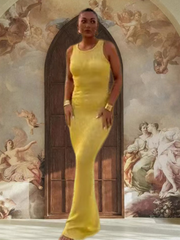 sexy U-neck slim fit sequined hip sleeveless vest dress