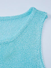 sexy slim round neck sleeveless woolen dress