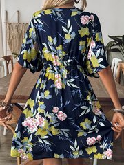 style printed beach dress hand hook beaded stitching hollow dress beach cover up