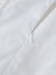 White Flower Beaded Sexy Dress Deep V Halter Neck Dress