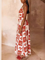 one-shoulder sling positioning print dress