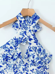 casual printed halterneck sleeveless dress