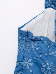 hollow embroidery mini suspender dress