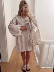 style shirt doll collar long sleeve versatile lantern sleeve dress