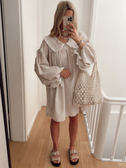 style shirt doll collar long sleeve versatile lantern sleeve dress