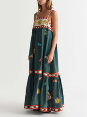 Sexy Suspender Positioning Printed Swing Dress