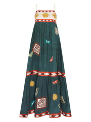 Sexy Suspender Positioning Printed Swing Dress