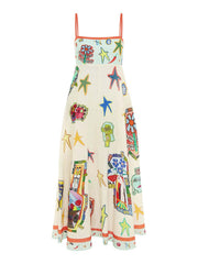 sexy graffiti print camisole swing dress