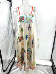 sexy graffiti print camisole swing dress