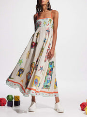 sexy graffiti print camisole swing dress