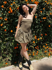 casual sexy suspender splicing puffy dress