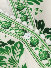 Ladies V-Neck Printed Long Sleeve Dress