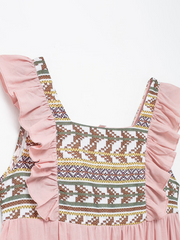 mid-length printed patchwork dress