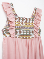 mid-length printed patchwork dress