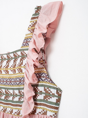 mid-length printed patchwork dress