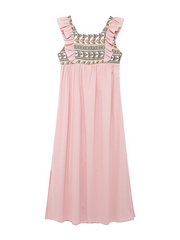 mid-length printed patchwork dress