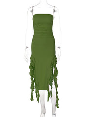 Ladies sexy personality wrap chest irregular dress