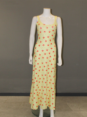 holiday style floral print suspender dress