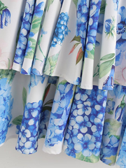 V-neck printed long-sleeved dress