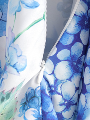 V-neck printed long-sleeved dress