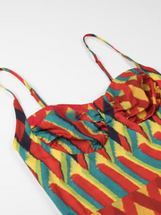 style suspender print dress