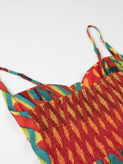 style suspender print dress