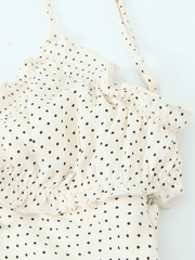 Polka Dot Print V-Neck Lace-Up Backless Suspender Dress