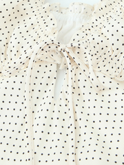 Polka Dot Print V-Neck Lace-Up Backless Suspender Dress