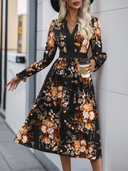 Printed Midi Fall Dress