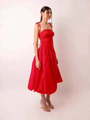 halterneck backless sleeveless gathered patchwork dress pocket dress