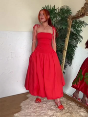 halterneck backless sleeveless gathered patchwork dress pocket dress