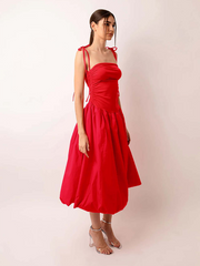 halterneck backless sleeveless gathered patchwork dress pocket dress