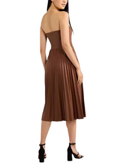 style tube top pleated leather dress