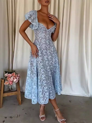 Lace Ruffle Sleeve Dresses