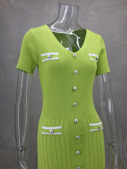 Ladies short sleeve V neck dress