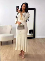 Autumn and winter long slim fit knitted long-sleeved dress