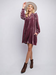 velvet simple solid color loose straight dress
