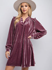 velvet simple solid color loose straight dress