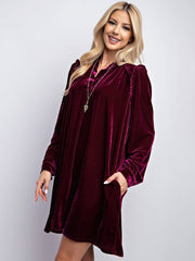 velvet simple solid color loose straight dress
