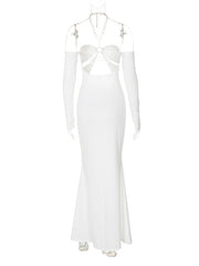 one-shoulder hollow design sexy hot girl halter neck dress