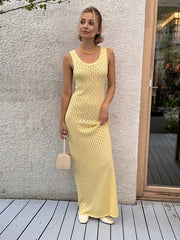 Beach Dress Solid Color Sexy Hollow Bikini Swimsuit Cover-up Vacation Knit Dress