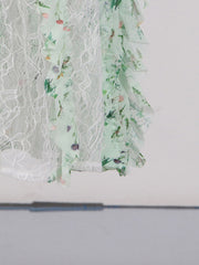 style printed lace design holiday suspender dress