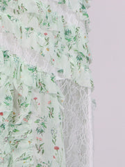 style printed lace design holiday suspender dress