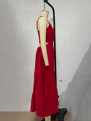 versatile solid color suspender dress