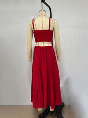 versatile solid color suspender dress