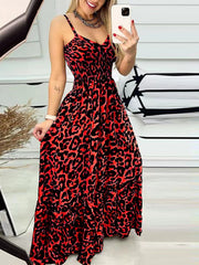 Leopard Print V-Neck Dress