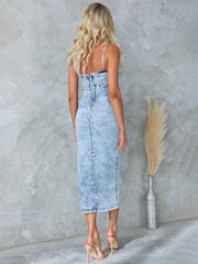 suspenders distressed sexy denim dress