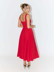 Simple Sexy Solid Color Strap Midi Dress