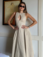 Midi Dress Sexy Hollow A-line Dress